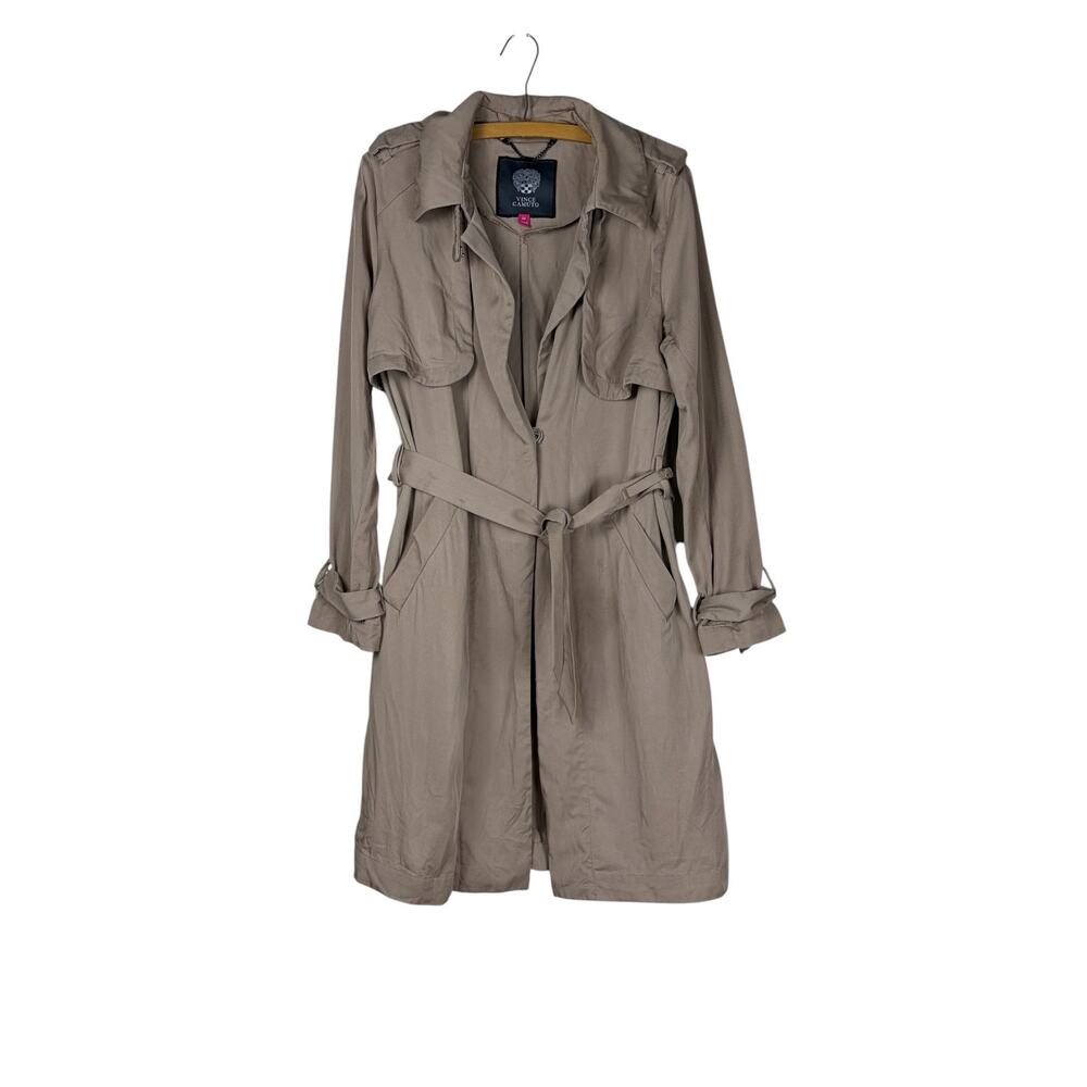Vince Camuto Khaki Lightweight Trench Coat Size M Belted Jacket